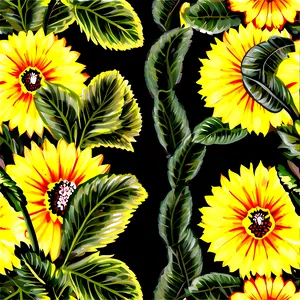 Yellow Floral Pattern PNG Tih PNG