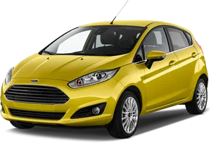 Yellow Ford Fiesta Compact Car PNG image