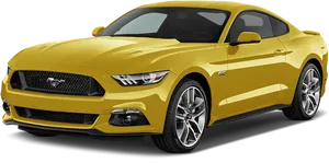Yellow Ford Mustang G T Side View PNG image