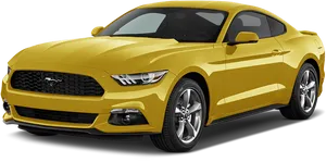 Yellow Ford Mustang Side View PNG image
