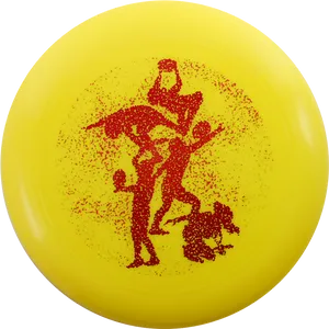 Yellow Frisbee Red Silhouette Graphic PNG image