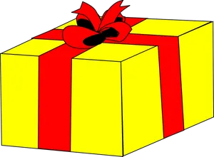 Yellow Gift Box Red Ribbon PNG image