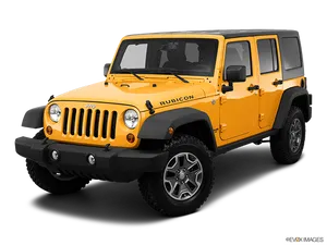 Yellow Jeep Rubicon S U V PNG image