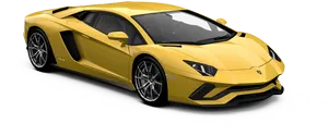 Yellow Lamborghini Aventador Side View PNG image