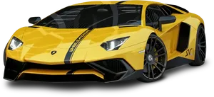 Yellow Lamborghini Aventador Side View