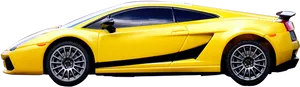 Yellow Lamborghini Side View PNG image