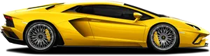 Yellow Lamborghini Side View PNG image