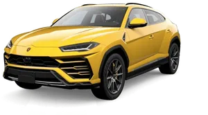 Yellow Lamborghini Urus S U V PNG image