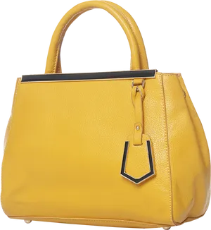 Yellow Leather Handbag Isolated PNG image