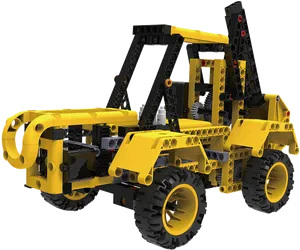 Yellow Lego Bulldozer Model PNG