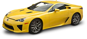 Yellow Lexus L F A Sports Car PNG image