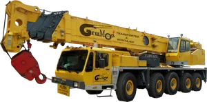 Yellow Mobile Crane Truck PNG