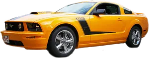 Yellow Mustang G T Sports Car PNG image
