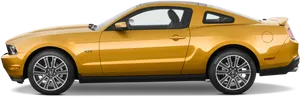 Yellow Mustang Side View PNG image