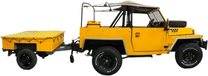 Yellow Offroad Vehiclewith Trailer PNG image