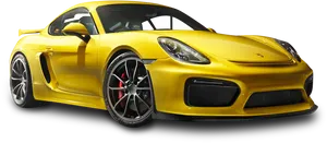 Yellow Porsche Cayman G T4 Side View PNG image