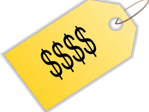 Yellow Price Tag Dollar Signs PNG image