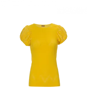 Yellow Puff Sleeve Blouse PNG image