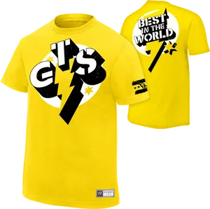 Yellow Punk Style Wrestling Tshirt PNG image