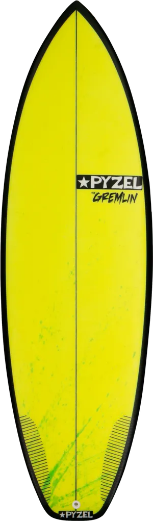 Yellow Pyzel Gremlin Surfboard PNG image