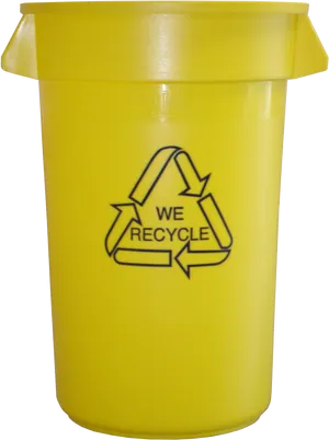 Yellow Recycling Bin We Recycle Symbol