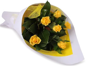 Yellow Rose Bouquet Birthday Gift PNG image