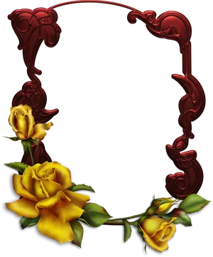 Yellow Roses Decorative Frame PNG image