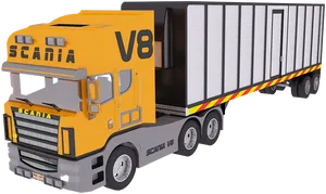 Yellow Scania V8 Truck3 D Model PNG