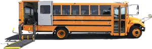 Yellow School Bus With Ramp Extended PNG image