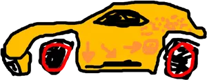 Yellow Sports Car Drawing PNG image