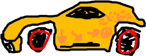 Yellow Sports Car Sketch