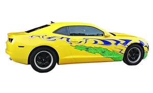 Yellow Sports Car With Graphic Design