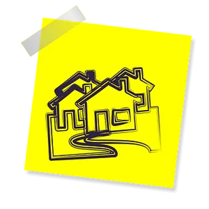 Yellow Sticky Note House Drawing PNG image