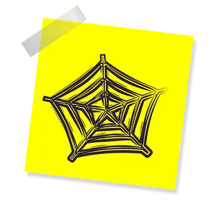 Yellow Sticky Note Spider Web PNG image