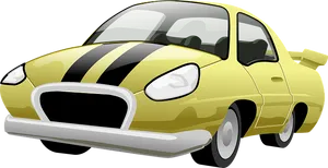 Yellow Striped Cartoon Car