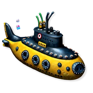 Yellow Submarine With Marine Life PNG 06292024