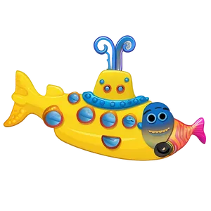 Yellow Submarine With Marine Life PNG 06292024