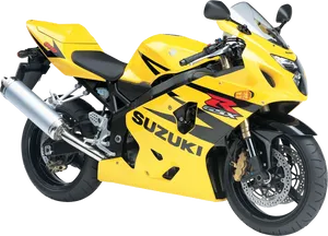 Yellow Suzuki G S X Sportbike PNG image