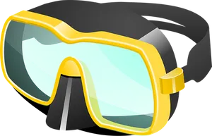 Yellow Trimmed Diving Mask Illustration PNG image