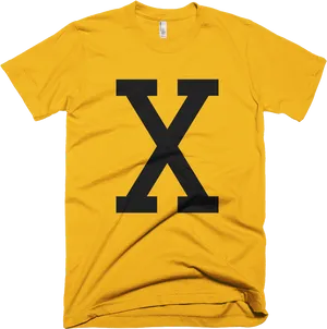 Yellow Tshirtwith Black X Design