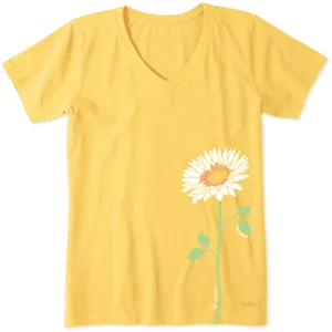 Yellow Tshirtwith Daisy Graphic PNG image