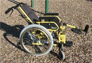 Yellow Wheelchair Outdoor Setting PNG image