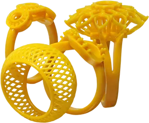 Yellow3 D Printed Rings PNG