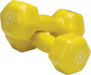 Yellow9lb Dumbbells Fitness Equipment PNG