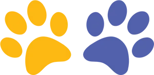 Yellowand Blue Paw Prints PNG image