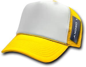 Yellowand White Baseball Cap D E C K Y Brand PNG image