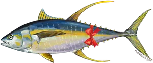 Yellowfin Tuna Illustrationwith Bow PNG image