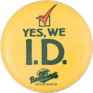 Yes We I D Button Bennigans PNG image