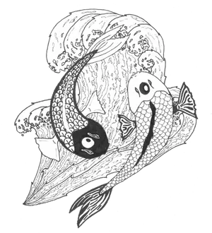 Yin Yang Koi Fish Tattoo Design PNG image