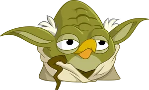 Yoda Cartoon Contemplative Pose